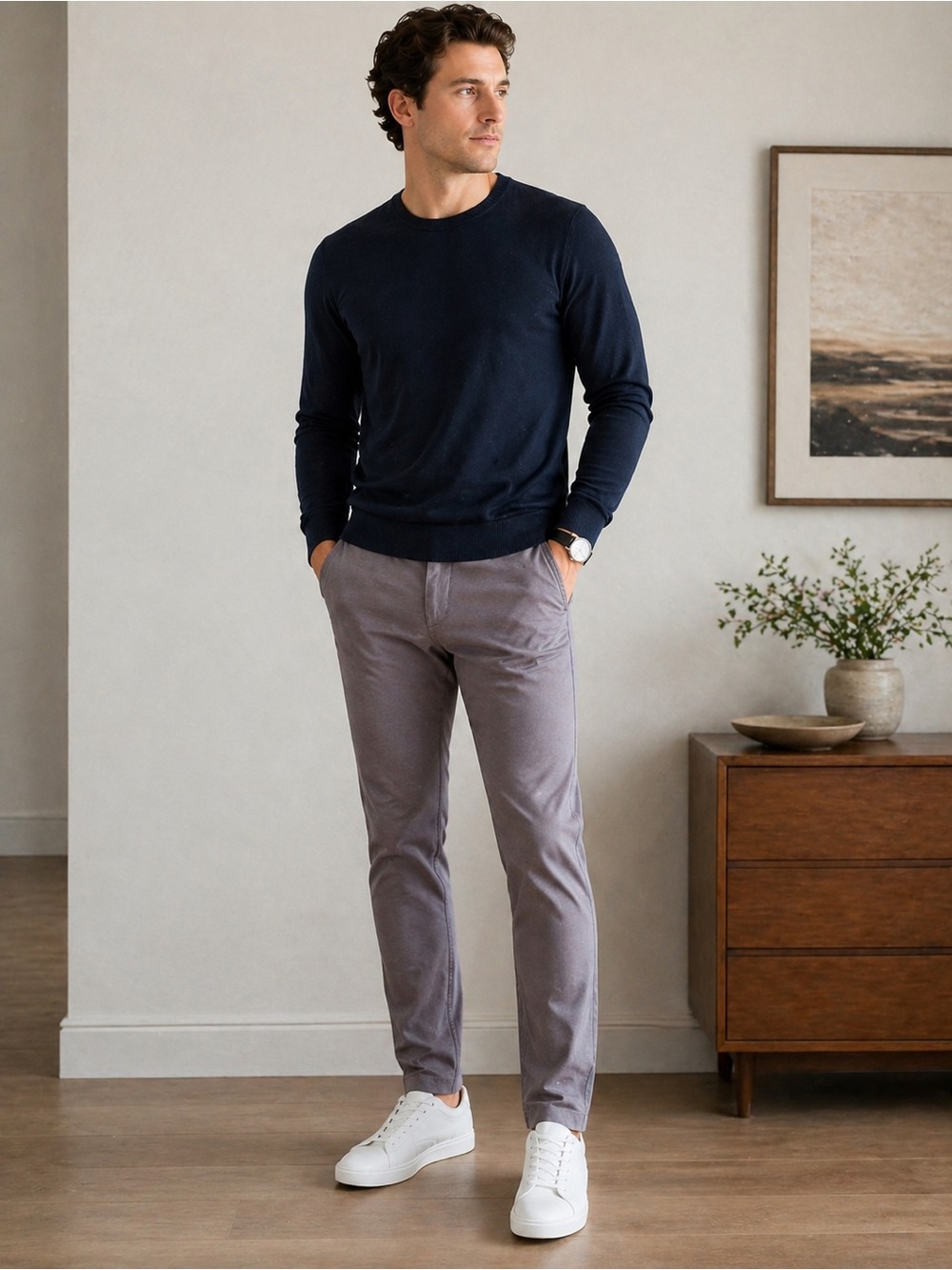 Wallin & Bros Gray Performance Stretch Pants Size 34 Slim Casual Work